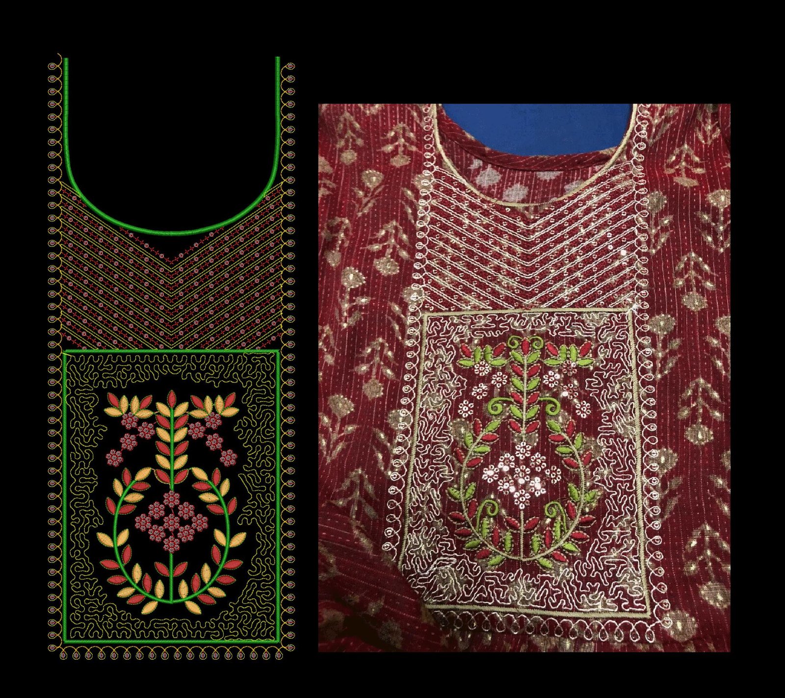Cording & Sequince Neck