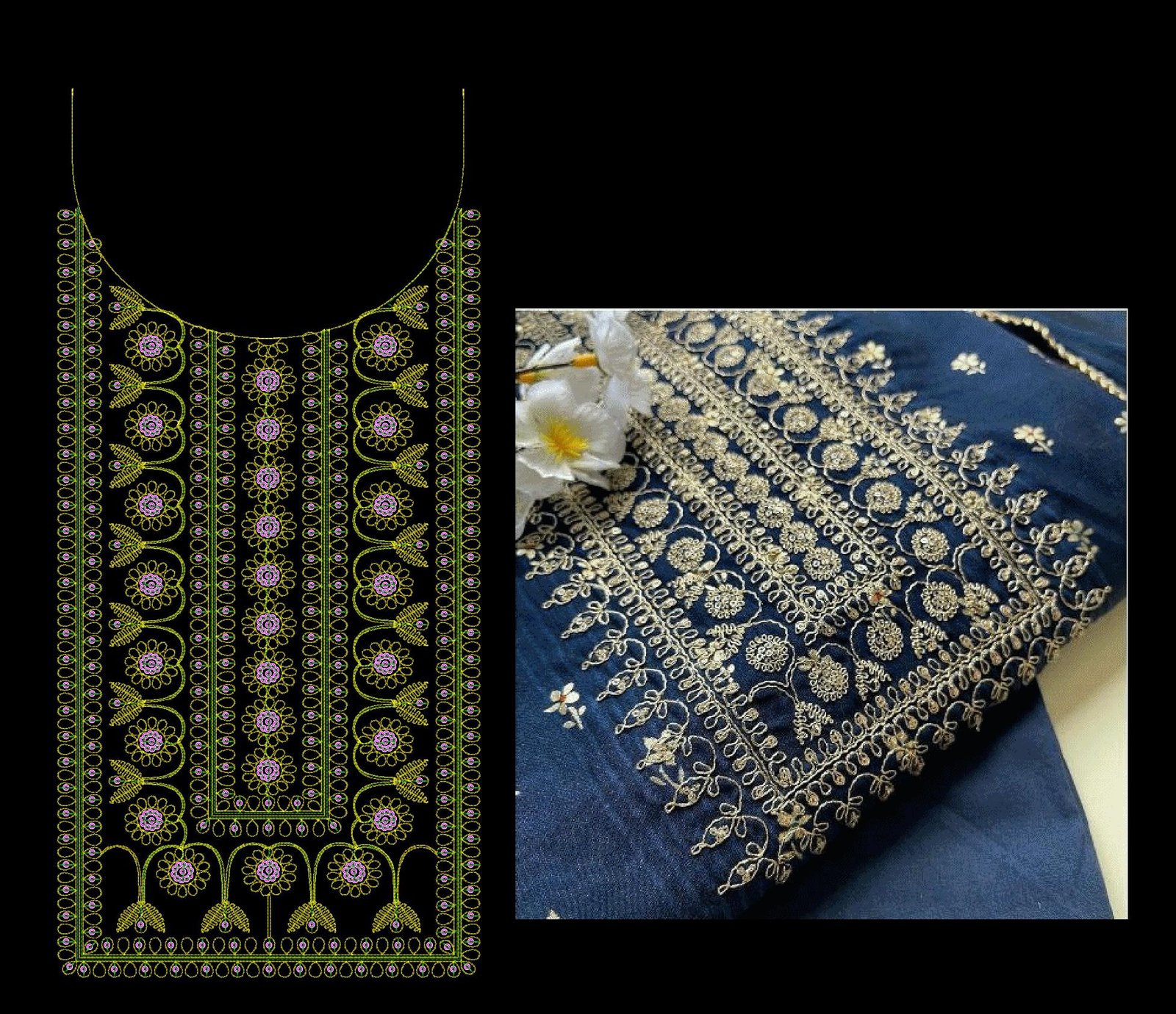 Cording & Sequince Neck