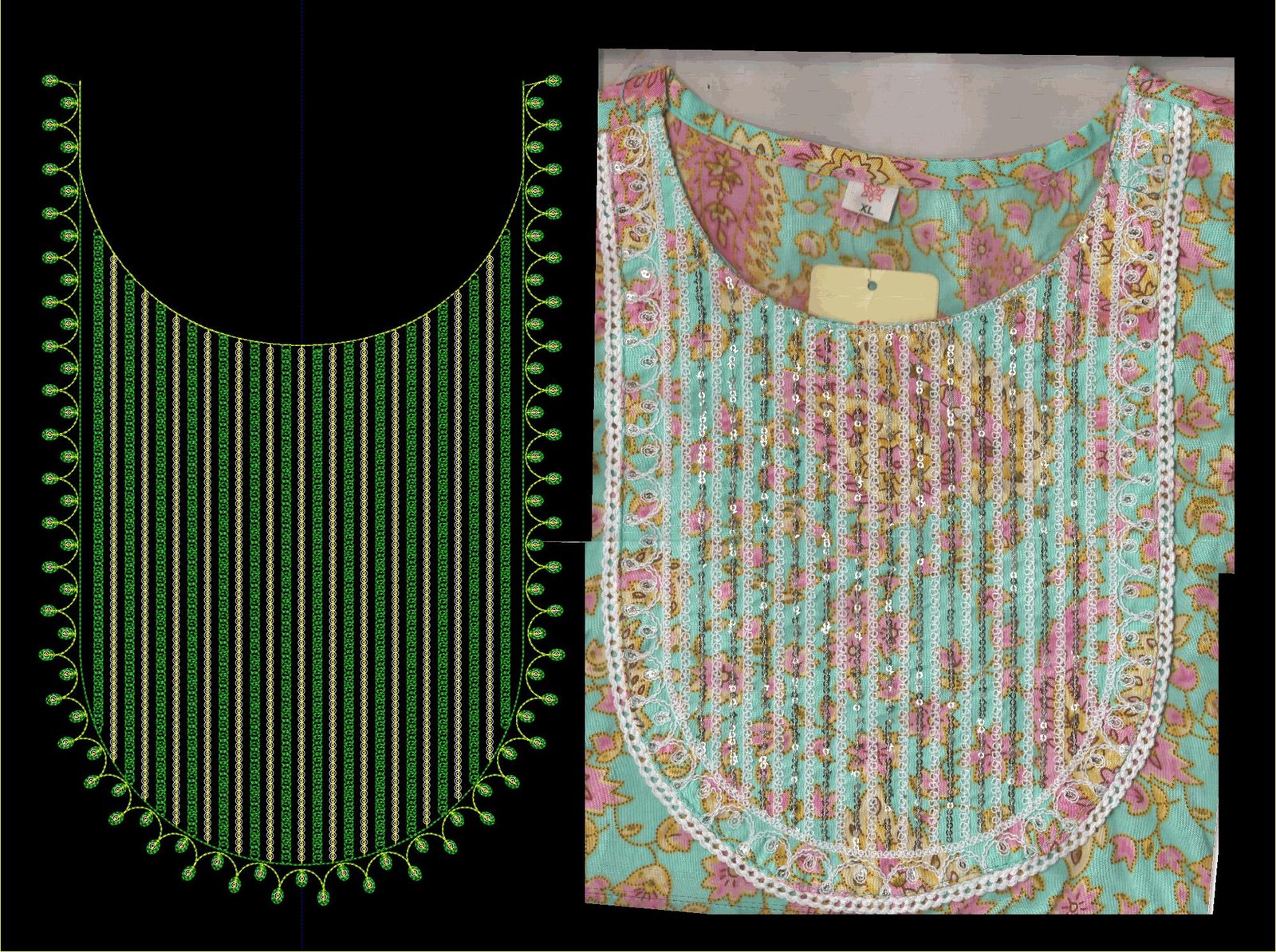 Cording & Sequince Neck