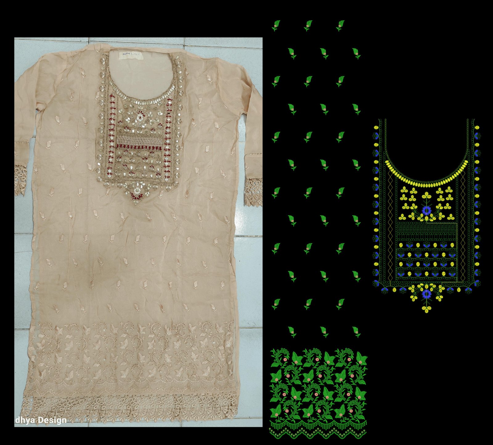 Cording & sequince kurti