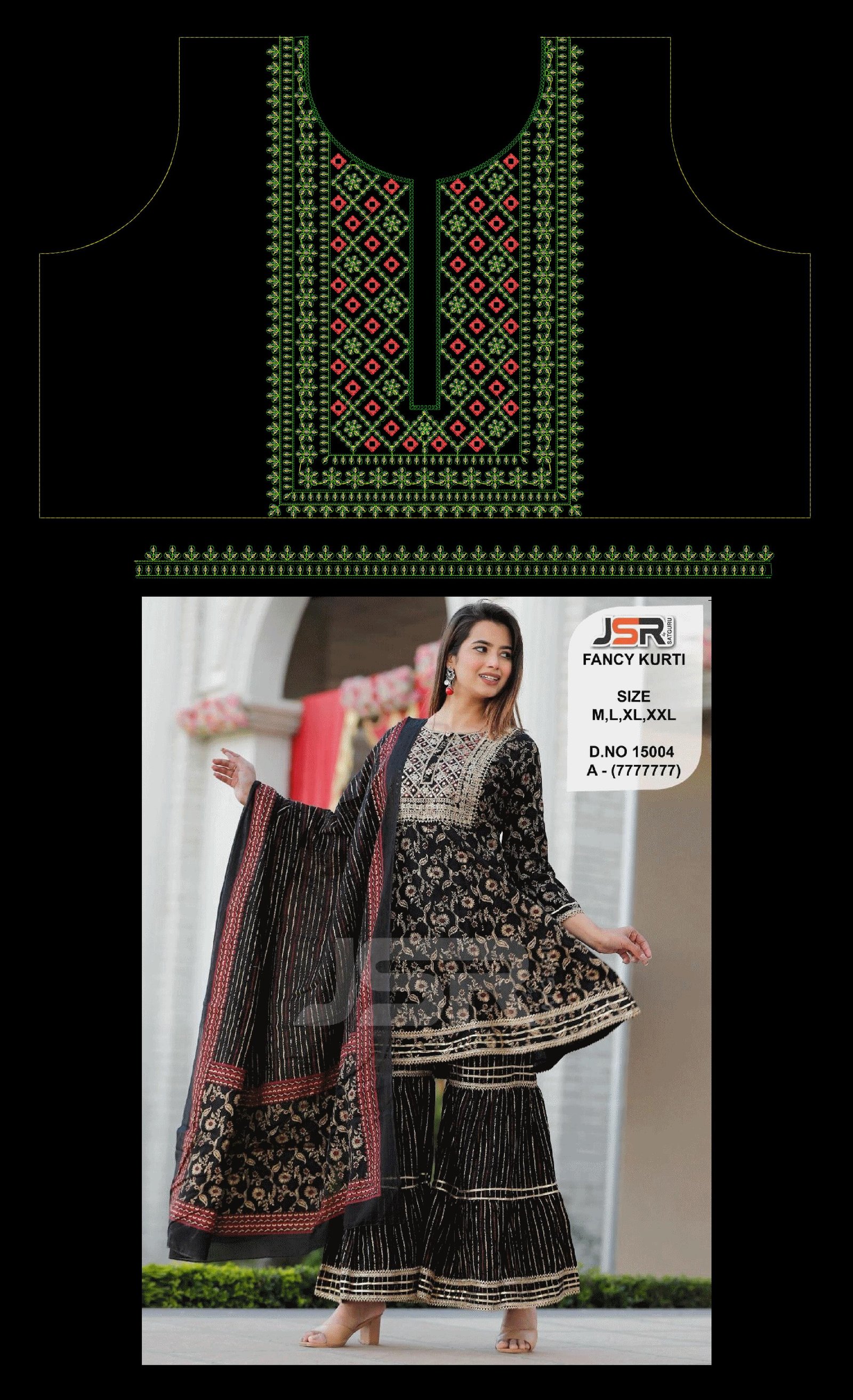 Cording &Sequince kurti