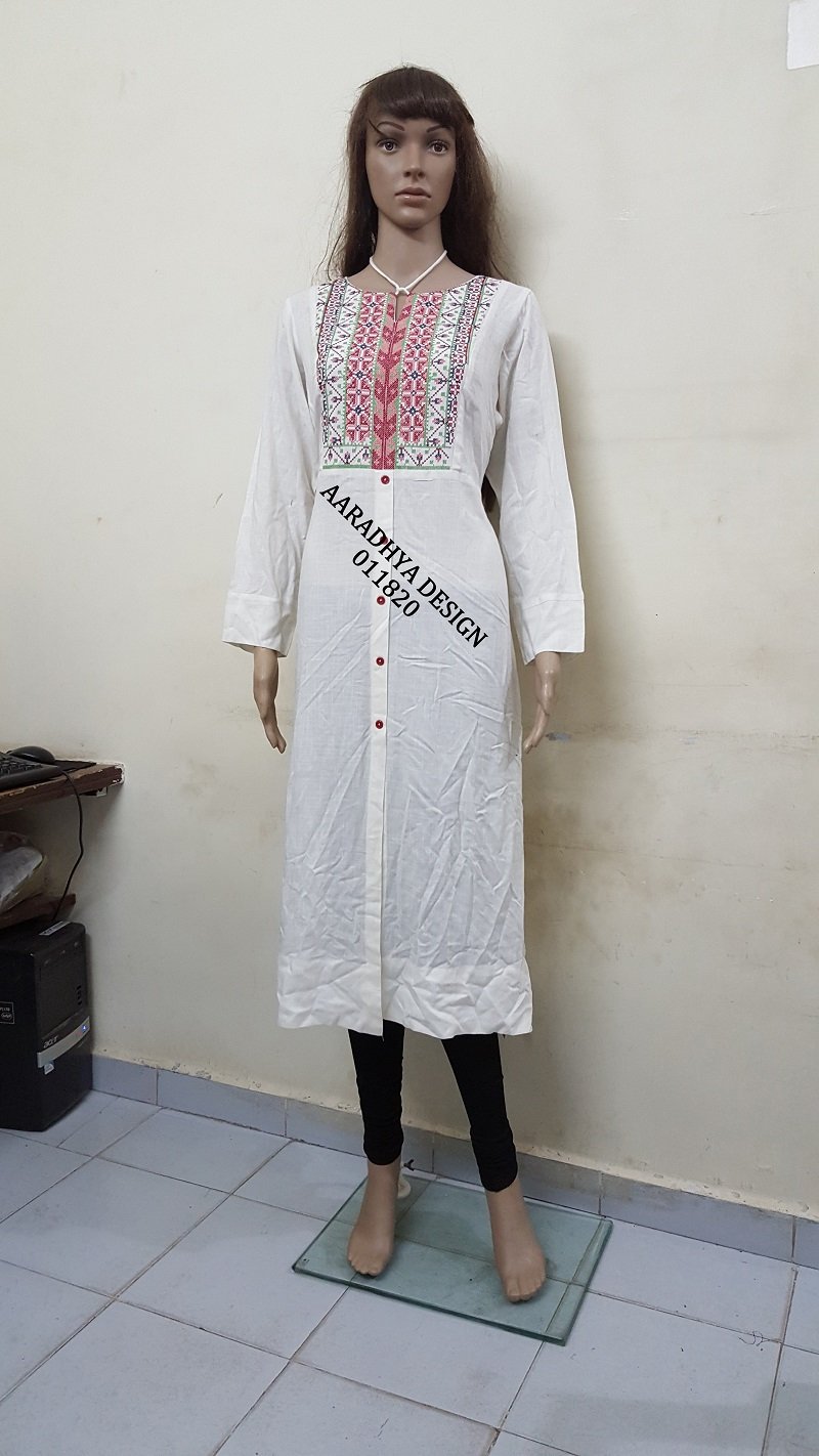 cross stiches work kurti