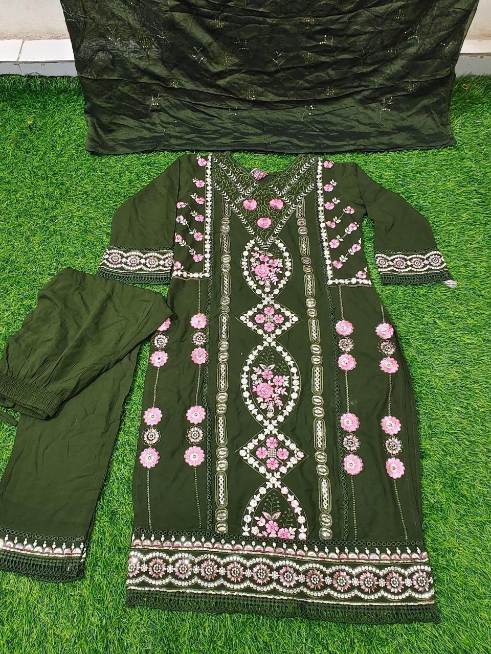 fancy top , plazo & dupatta