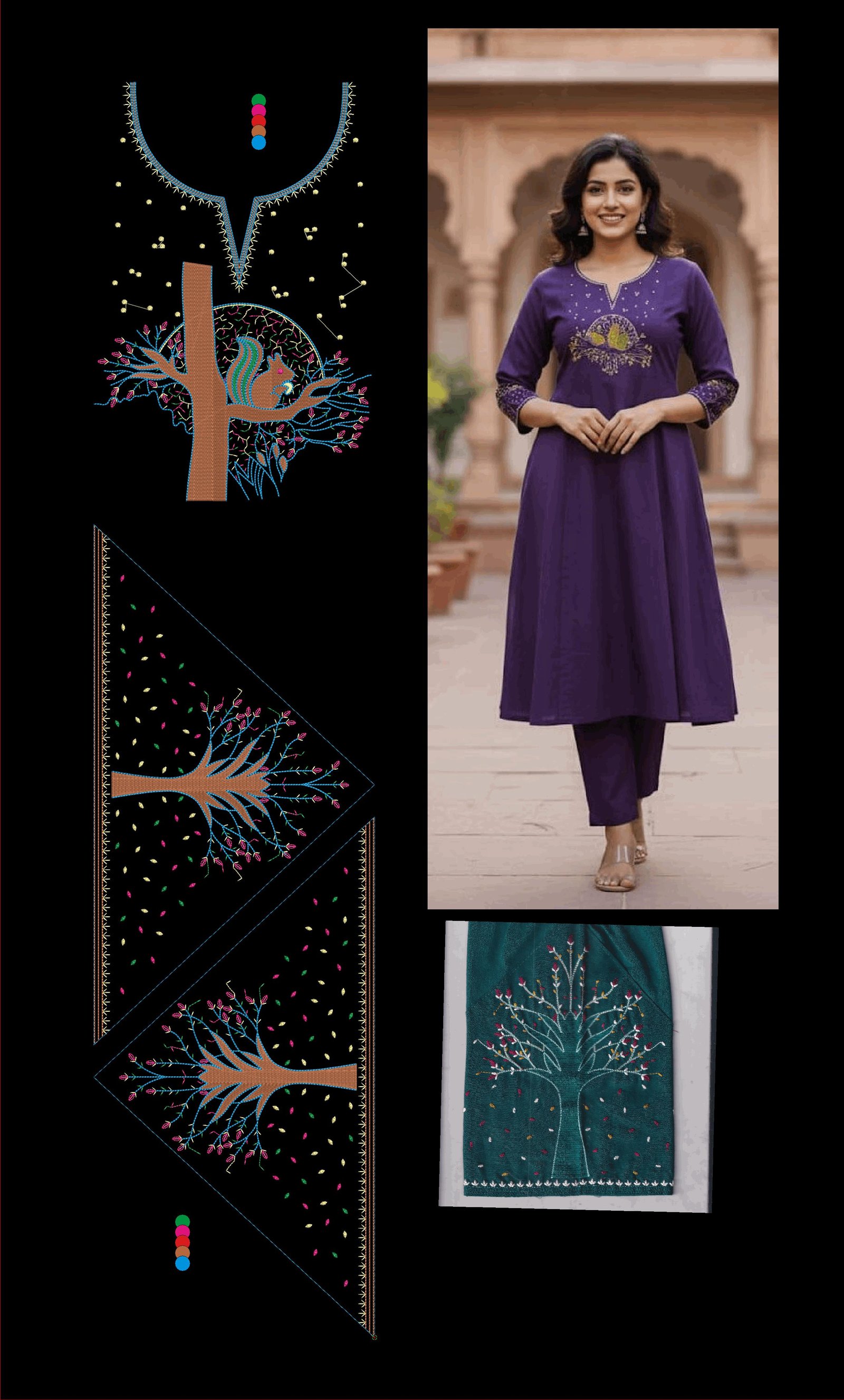 Fancy Kurti Top Neck & Slive