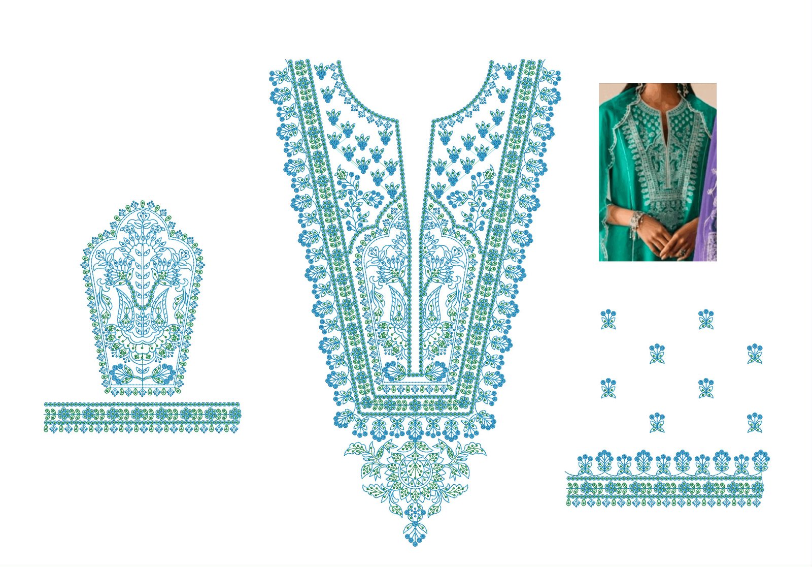 kurti neck panel