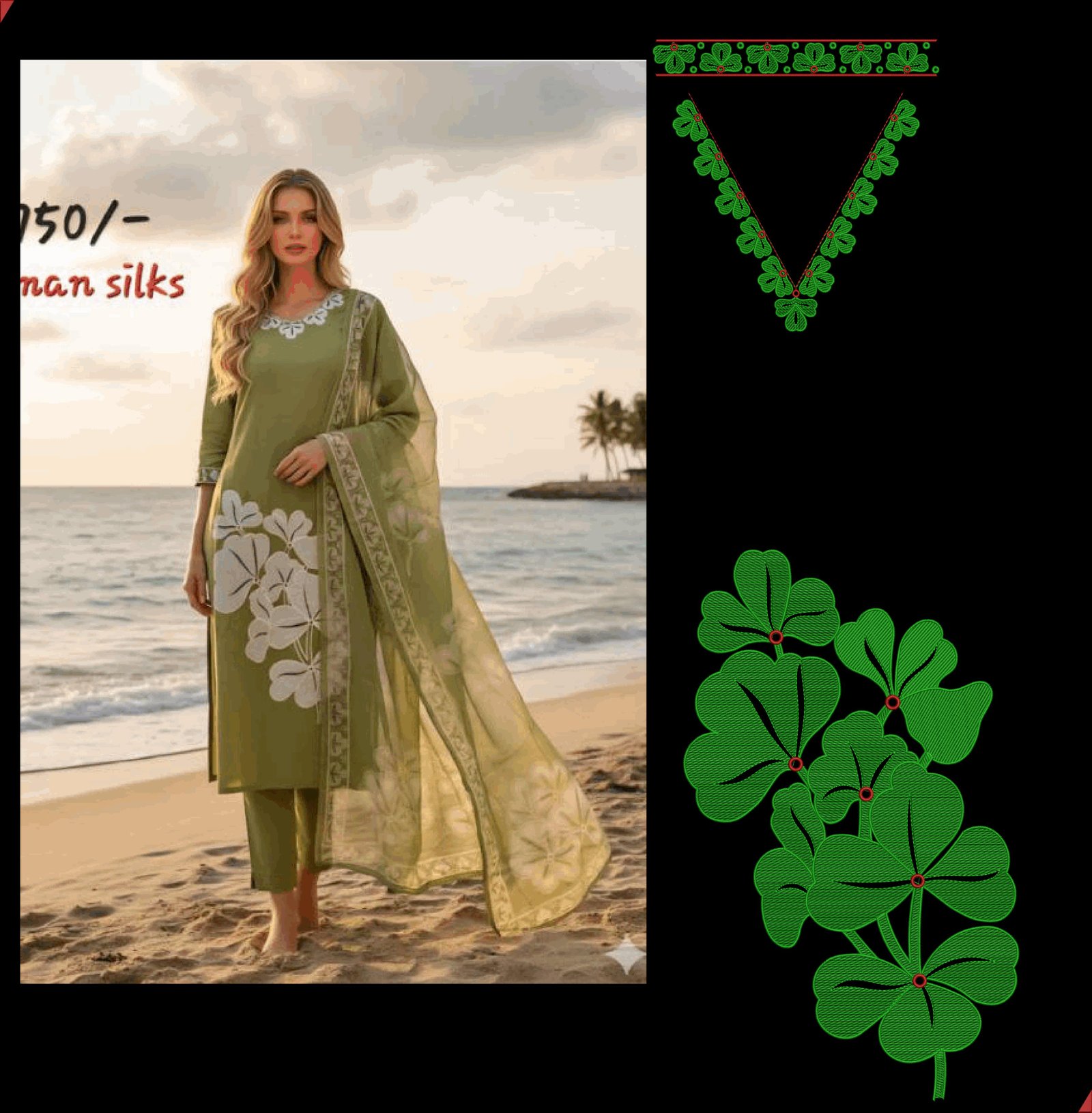 kurti neck panel